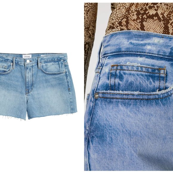 FRAME Le Brigette High Waist Raw Edge Denim Shorts - Picture 4 of 11